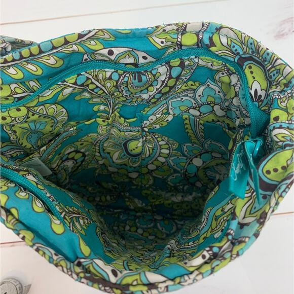 Vera Bradley Crossbody Bag Peacock Pattern Retired 2007 Hipster Teal Green Purse - Picture 10 of 16